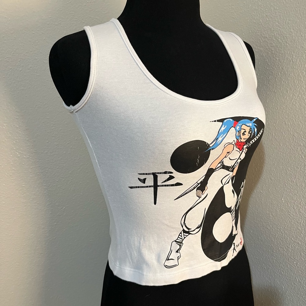 White Tank top with Anime Print